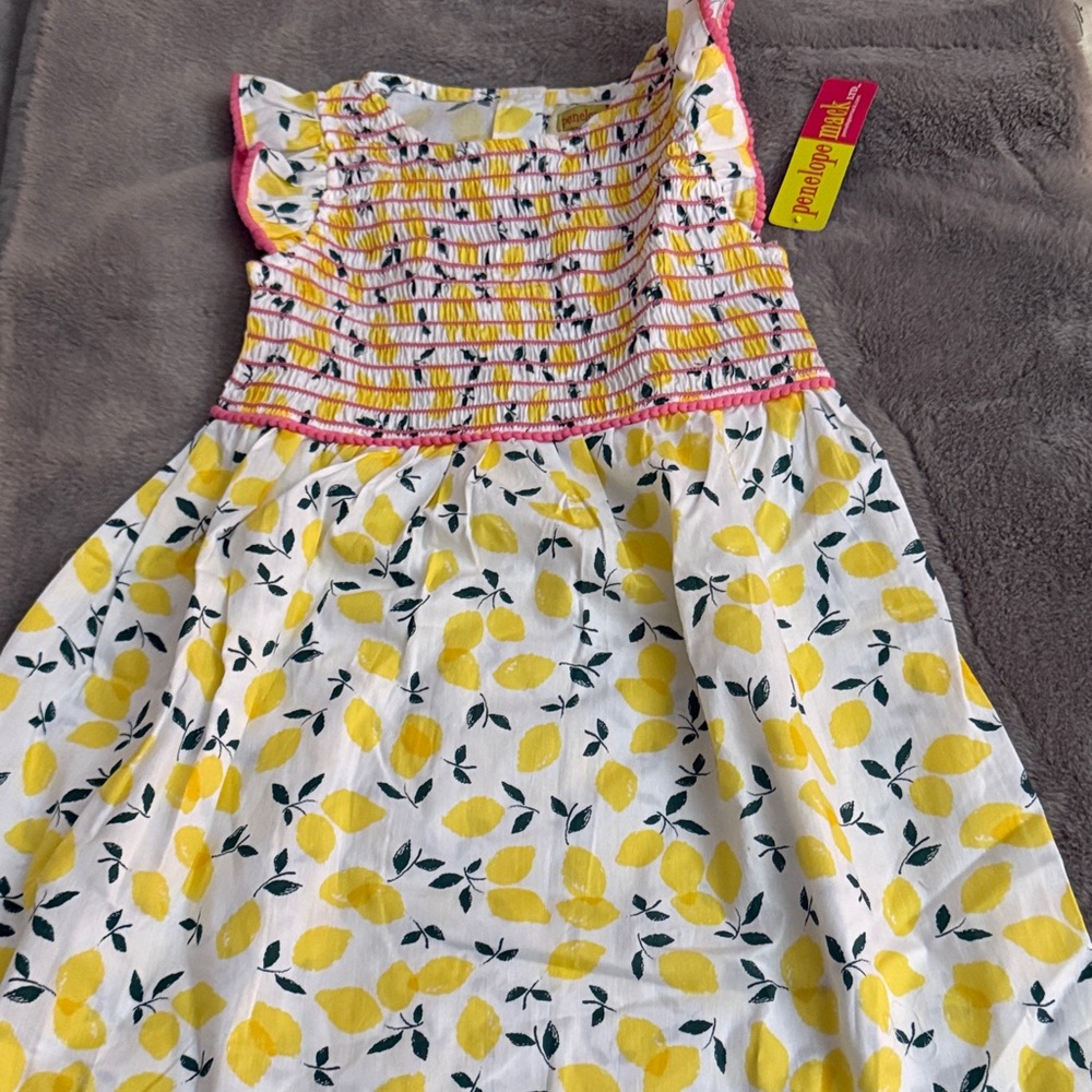 NWT Penelope Mack dress  Yellow Lemon Print Dress with Pink Accents 🍋